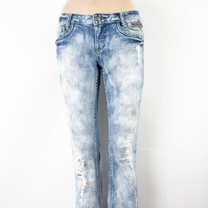 Rerock Express Bootcut 6 (28 X 32) Women's Denim Jeans Medium Wash Distressed